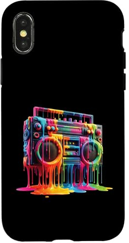 Boombox Old School 80S Peinture goutte à goutte Hip Hop Street Style Coque pour iPhone X/XS
