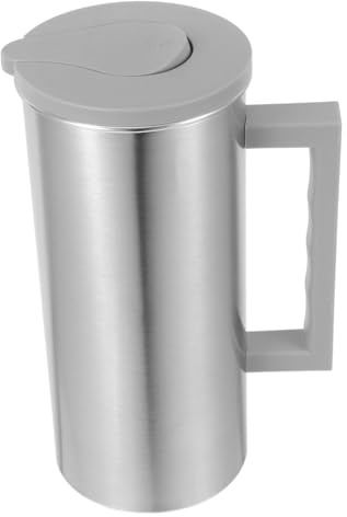 HEALSOPTHY Carafe Eau 2l en Acier Inoxydable, Pichet D'eau Froide à Grosse Capacité, avec Couvercle et Poignée, Versement Facile pour Jus et Café