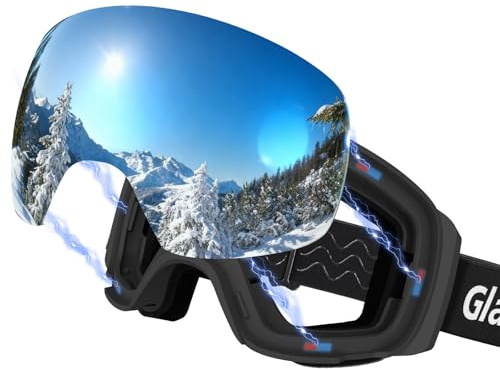 GlaRid Máscaras de esquí para hombre mujer, máscaras magnéticas de snowboard con protección UV 100% para usuarios de gafas, máscaras magnéticas de nieve para esquí y deportes de invierno