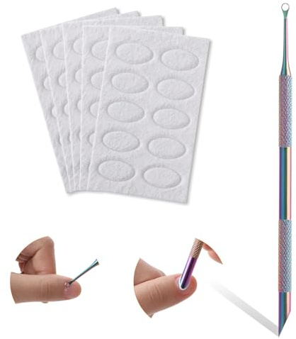 Nagelbandspusher av rostfritt stål, manikyrpinnar med dubbelt huvud, med 50 stycken sandpapper, nagelbandspusar, gaffel för att ta bort död hud för manikyr och pedikyr, nagelkonst