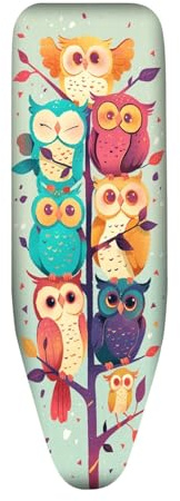 Bügelbrettbezug 140X45 Bunt Universal Bezug für Dampfbügelstation | Hitzebeständig, Reflektierend, Waschbar, mit Schnurbindung Bedruckt Bügelbretter