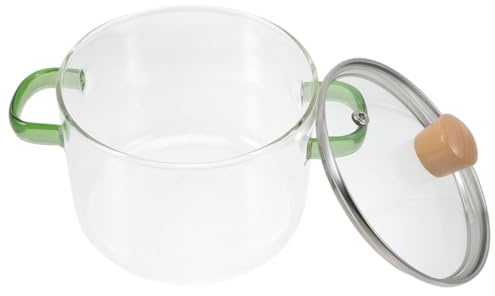 Toyvian Soupière En Verre Transparente 1600ml Avec Couvercle Double Poignée En Verre Borosilicate Résistant à La Chaleur, Marmite à Soupe Multifonction Pour Cuisson Maison Sur Plaque De Cuisson