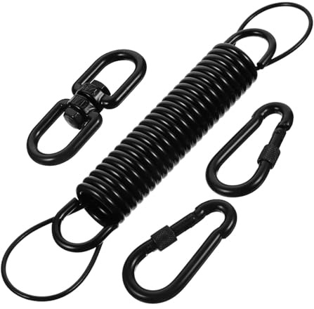 Robusto set di hardware per poltrona sospesa girevole, 1 molla, 2 fibbie, corda di sicurezza resistente alla corrosione, accessori per altalene, montaggio a soffitto, set di molle a dondolo