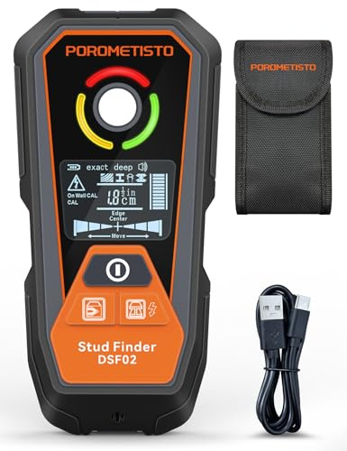 POROMETISTO 6 en 1 Détecteur Mural Rechargeable,Profondeur de détection 20-120 mm,Détecte Le Métal/Les Tuyaux/Les Tuyaux en Cuivre/Les Fils/Les Objets/Matériaux Magnétiques/Non Magnétiques