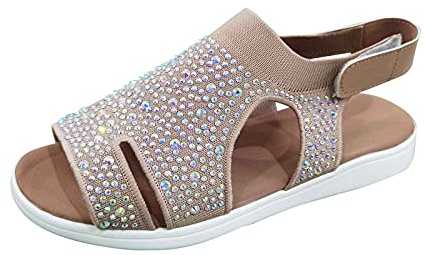Generico Sandali Zeppa Donna Estive Estive Plateau Comodi Sandali Hook Shoes Toe Womens Mesh Breathable & Ladies Loop da Donna Chiusi Dietro Scarpe (Khaki,41)