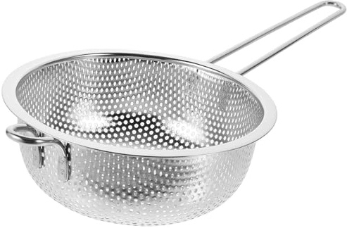 NIYANGLE Cestello di Scarico in Acciaio Inox 304 Manico Singolo, Cesto per Lavaggio Cucina e Raccolta Frutta Resistente alla Ruggine, per Pulizia e Scolatura in Cucina Stile Casuale