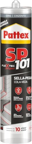 Pattex SP101 Original, adhesivo sellador para interiores y exteriores, polímero sellador gris multimaterial, sellador de juntas en cartucho, 1 x 280 ml | Fuerza de 120 kg/m², Multimaterial, Interior/Exterior, Resiste Rayos UV, Humedad y Temperatura de -40 a +80 °C, Pintable