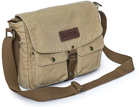 GOOTIUM Herren Canvas Messenger Khaki Shoulder Bag, Kaki