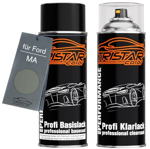 TRISTARcolor Vernice per auto Kit di bombolette spray per Ford MA Spruce Green Metallic vernice di base vernice trasparente bomboletta a spruzzo 400ml