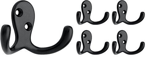 Franklin Brass B59104M-FB-C Lot de 5 crochets à double broche pour peignoir Noir mat