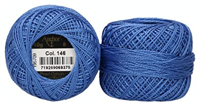 Anchor 4591008-00146 Stickgarne, 100% Baumwolle, blau, Stärke 8, 82m, 16 Gramm