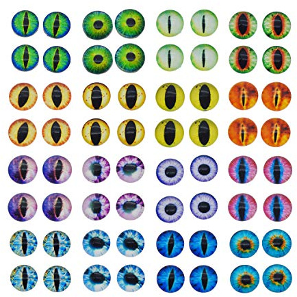 Julie Wang 60 Stück runde Drachenaugen-Cabochons aus Glas in sortierten Größen 12mm