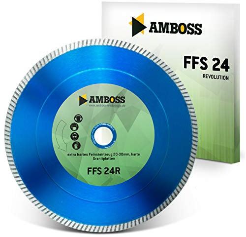 Amboss FFS 24R – Disco diamantato Ø 230 mm x 22,2 mm – Gres porcellanato extra duro (2 – 3 cm), granito e ceramica, taglio a secco, altezza segmento 7 mm (sinterizzato)