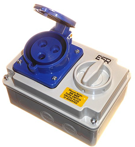 Prise verrouillable à 3 broches avec interrupteur 2P+E monophasé Bleu 32 A 230 V