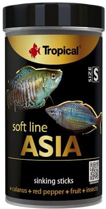 Tropical Soft Line Asia Size S 100ml / 50g - Comida Blanda en Forma de Sticks Que se Hunden para Peces omnívoros y carnívoros de Asia