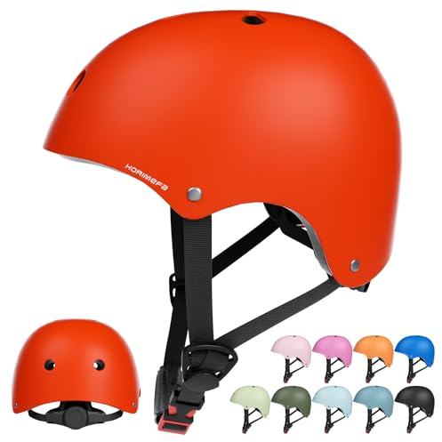 KORIMEFA Casco da Bici per Bambini Casco Protettivo Ideale per Bambini e Adolescenti Leggero ma più Sicuro Anche per Skateboard, Monopattino, Pattini a Rotelle per 3-13 Anni Ragazzi Donna (Rosso, M)