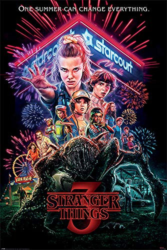 Stranger Things Poster Season 3 Summer of 85 (61cm x 91,5cm) + 2 St. Schwarze Posterleisten mit Aufhängung