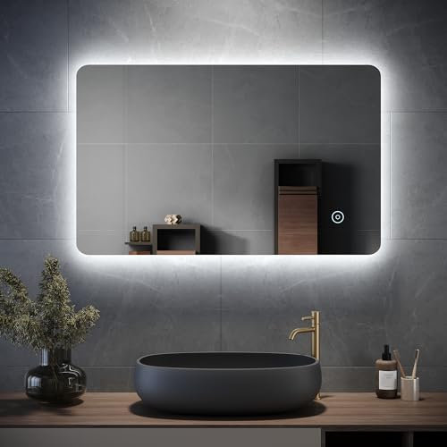 ELEGANT 800 x 500mm Backlit LED Illuminated Bathroom Mirror with 3 Colors Dimmable + Demister