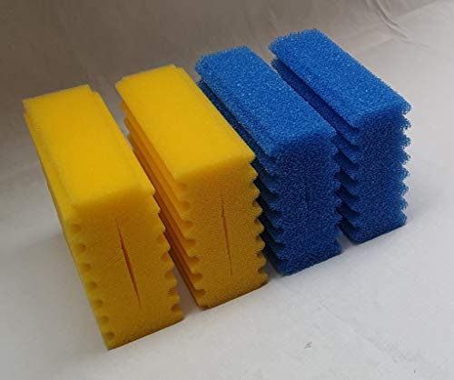 Steppan 4 Filterschwämme 2 x Filterschwamm blau (grob) 2 x Filterschwamm gelb (fein) geschlitzt passend für SunSun CBF 250. Auch passend für Osaga, Pondlife, Atlantis und OTF 8000.
