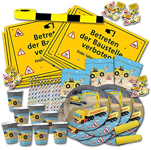 Kindergeburtstag Baustelle Partygeschirr & Tischdeko Set