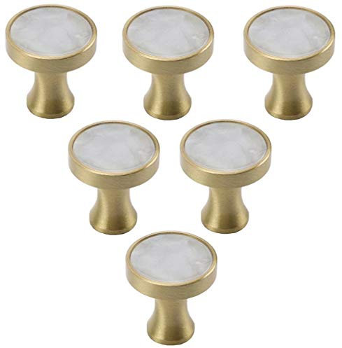 FBSHOP(TM) 22mm Küchen- Oder Möbelschrankbeschläge Runder Schubladengriffknopf, Massives Kupfer Knöpfe Möbelknopf, Schubladenknöpfe Ziehen Für Schrank Im Heimbüro-Schrank, 6er-Pack