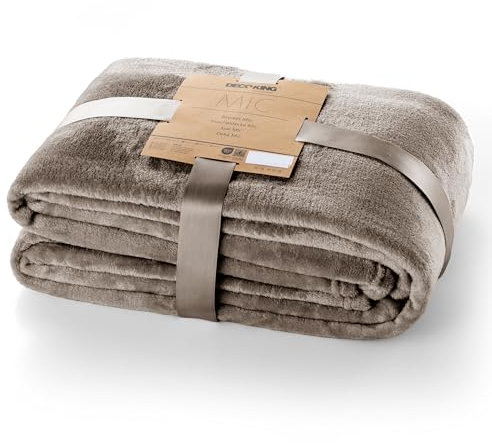 DecoKing Kuscheldecke 150x200 cm Cappuccino Decke Microfaser Tagesdecke Fleece weich sanft kuschelig beige Mic