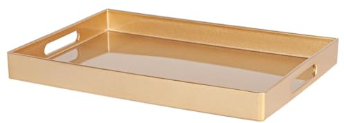 Argon Tableware 34.5 x 30cm Serving Tray with Handles - Gold - Rectangular Tray Metallic Decorative Breakfast Tray Melamine Food Tray for Eating, Snacks, Drinks, Food Serving