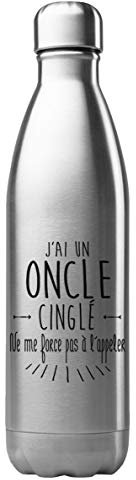 Bouteille Gourde - Performance isotherme - acier inox - 500 ml - Personnalisé Famille Tonton - Oncle - France (N°7)