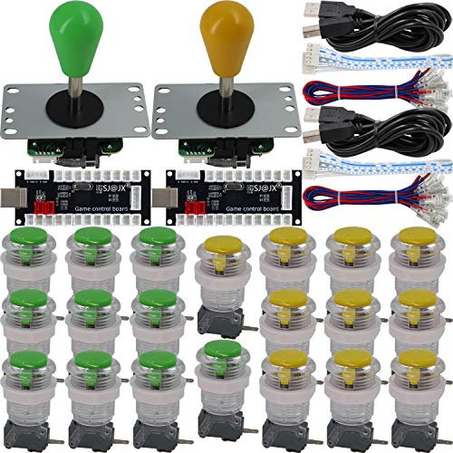 SJ@JX Arcade Game 2 Player Controller DIY Kit Microswitch Button 4&8 Way Joystick Zero Delay USB Encoder Fighting Stick Handles Console for PC MAME Raspberry Pi Retropie