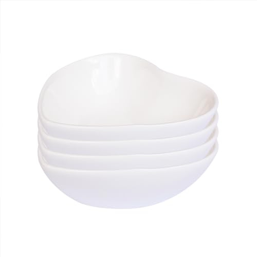 Pirhosigma 4 x Heart Shaped Porcelain Soy Sauce Dish Ceramic Dip Dipping Bowls White for Dinner Baking BBQ and Cooking