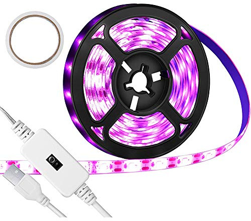 LICHENGTAI LED Pflanzenlicht, Flexible LED Streifen Licht, Wasserdicht, 5050 SMD, 3M, Lila, Für Gewächshaus, Zimmerpflanzen, Aquarium, Garten