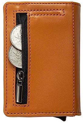 HAFEID Magnet Wallet Slim - Kartenetui mit RFID Schutz - Portemonnaie mit Münzfach und XL Scheinfach - Kreditkartenetui und Geldbeutel - Geldbörse für Damen und Herren - mini Portmonee Braun