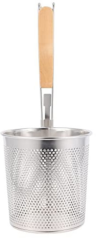 DOITOOL Stainless Steel Noodle Strainer Basket with Perforated Design 13.4 Inch Handle Pasta Sieve for Cooking Ramen Hotpot and Spaghetti Kitchen Tool