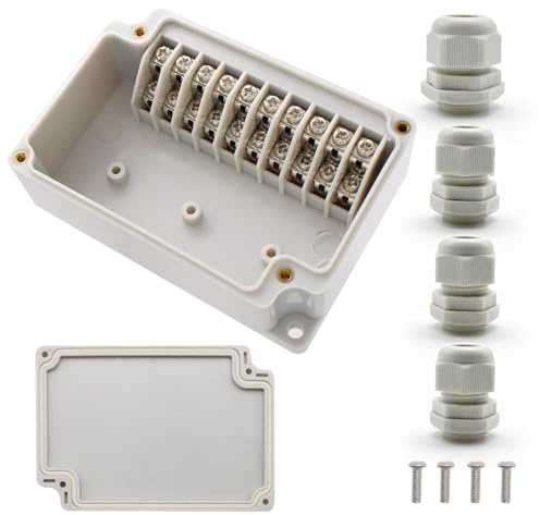 SRJQXH IP67 Verteilerdose, 109x75x40mm, 10-polige Anschlussdose, Wasserdichte Abzweigdose mit PG11, PG16 Steckverbindern, DIY Aufputzbox