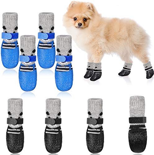 Weewooday 8 Pcs Dog Shoes Socks for Small Dog, Anti-Slip Paw Protectors