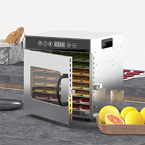 Deshidratador De Alimentos De Acero Inoxidable Con Libro De Recetas,Secador De Frutas,Temporizador De 24 Horas Y Control De Termostato De 30-90 ℃,Para Carne,Comida Para Mascotas,8Trays