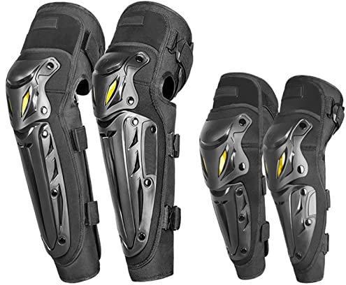 HGTRH Kniepolster Motorrad, Kniebandage Knieschoner Knieprotektoren Ellenbogen Knie Protektor Für Radfahren Racing Schutzausrüstung Motocross Racing Knee Guard, Knieschutzschutz 4 Pcs