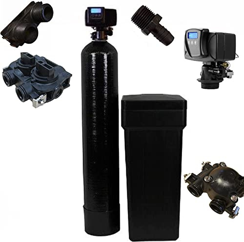 AFW Premium Fleck Whole House 64k Water Softener System - Upgraded 10% Resin 5600sxt Metered On-Demand - Efficient Water Softening System with 1 Bypass and Brine Tank - 64,000 Grain Capacity