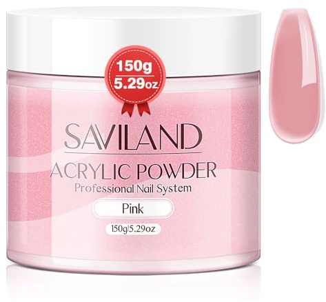 Saviland Acryl Pulver Nails-150g Rosa Acrylpulver für Nägel Große Kapazität Nagel Kit Acryl Set für Nagelverlängerung Stärkung der Nägel 3D Carving Langlebig