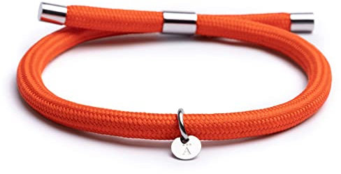 Alton of Sweden | Handgefertigt in Italien | Premium Paracord Armband für Männer & Frauen aus Nylon | Wasserdichtes nautisches Seil | Exklusive Schmuck-Geschenkbox (Orange - Silber Polierter)