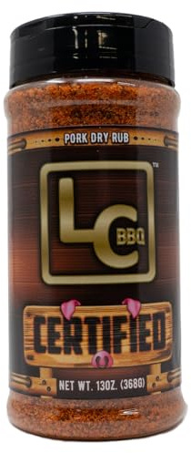 LC BBQ Certified Pork and Chicken Dry Rub – 14oz Shaker | Award-Winning Sweet & Savory BBQ Seasoning | Professional Competition Grade Rub for Ribs, Pulled Pork, Wings, & Seafood | Gluten-Free