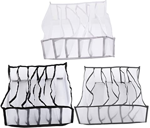 HEMOTON Scatole Da 3 Pezzi Scatola Di Immagazzinaggio Della Biancheria Intima Borse Per Riporre i Vestiti Custodie Per Biancheria Intima Nylon Impilabile Griglia Di Smistamento