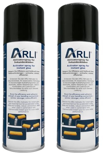 ARLI Aktivator Spray Aushärtungsbeschleuniger für Sekundenkleber 2x 200ml Aerosol Sprühdose ist geeignet für alle Schnellkleber auf Basis von Cyanacrylat sorgt für blitzschnelles Aushärten (2 Stück)