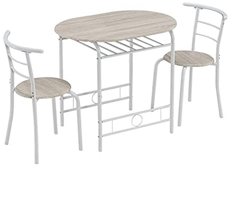 ZYMEN Ensemble Table à Manger Chêne PVC (80x53x76cm) Cuisson Laque Couples Se Repliant Table Petit Déjeuner (Table et Deux Chaises) Blanc Commemoration Day