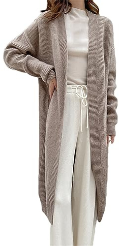 Dninmim Cardigan in Maglione Lungo con Scollo A V da Donna Cappotto in Cardigan in Cashmere Cardigan in Maglione Spesso khaki9 L