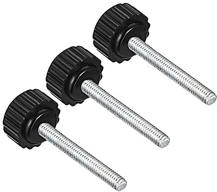 CoCud Gerändelte Klemmknöpfe M4 x 30mm Außengewinde 16mm Kopf Thermoplast Plastik Daumen Schraube Griff Bolzen Knöpfe Schwarz - (Anwendung: für Drehmaschinen Maschinen) 3Stk