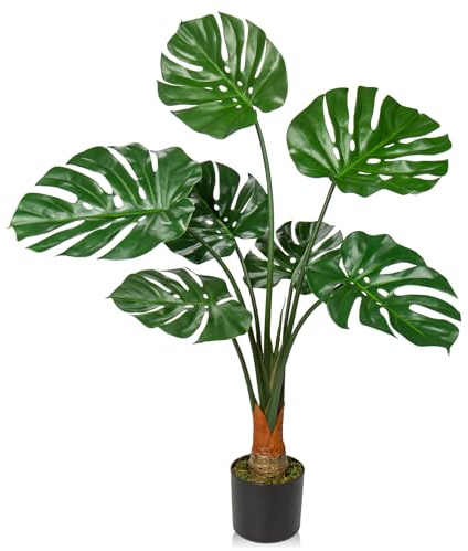Oairse 3FT Artificial Monstera Plants with 7 Realistic Leaves Tall Fake Plants Faux Monstera Tree Decorative Tropical Floor Plants for Home Office Bathroom Bedroom Corner Indoor Outdoor Decoration