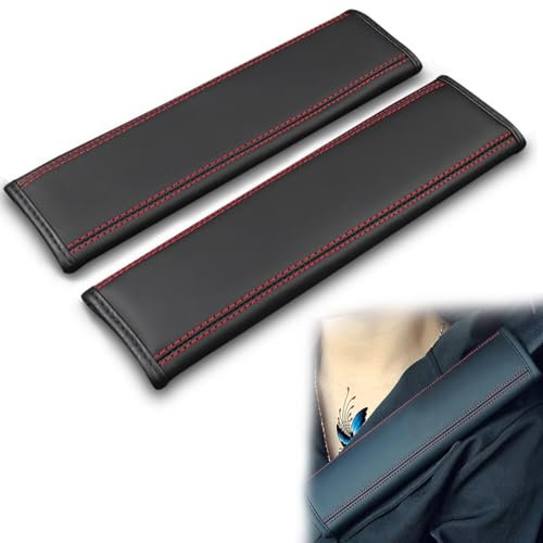 ROLMZJX Gurtpolster, 2 Stück Gurtpolster Auto Weich,Erwachsene Sicherheitsgurt Polster, Sitzgurtpolster aus Faserleder für Autosicherheitsgurte Rucksack Schultertasche Kinder und Erwachsene (Schwarz)