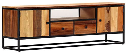 WHOPBXGAD fernsehschrank,tv Bank,tv Tisch,tv tableTV-Schrank 120x30x40 cm Massives Altholz und Stahltv Cabinet,lowboard weiß,tv Schrank Weiss,