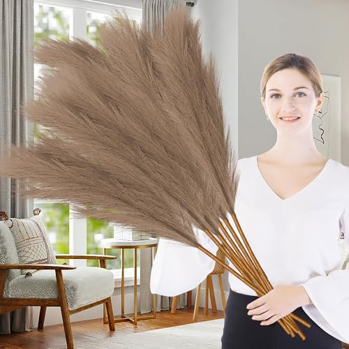 wintfarm 7 Stück 100cm Künstliches Pampasgras Deko Groß, Trockenblumenstrauß XXL Künstliches Strauß, Boho Deko für Hochzeit Wohnzimmer Schlafzimmer (Braun)
